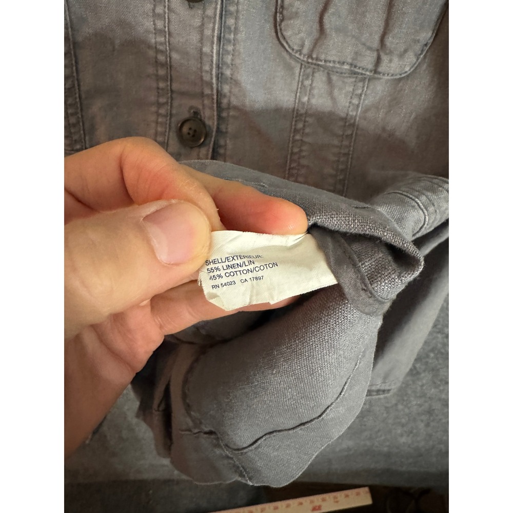 Gap Gray Linen Blend Utility Jacket Button Front … - image 4